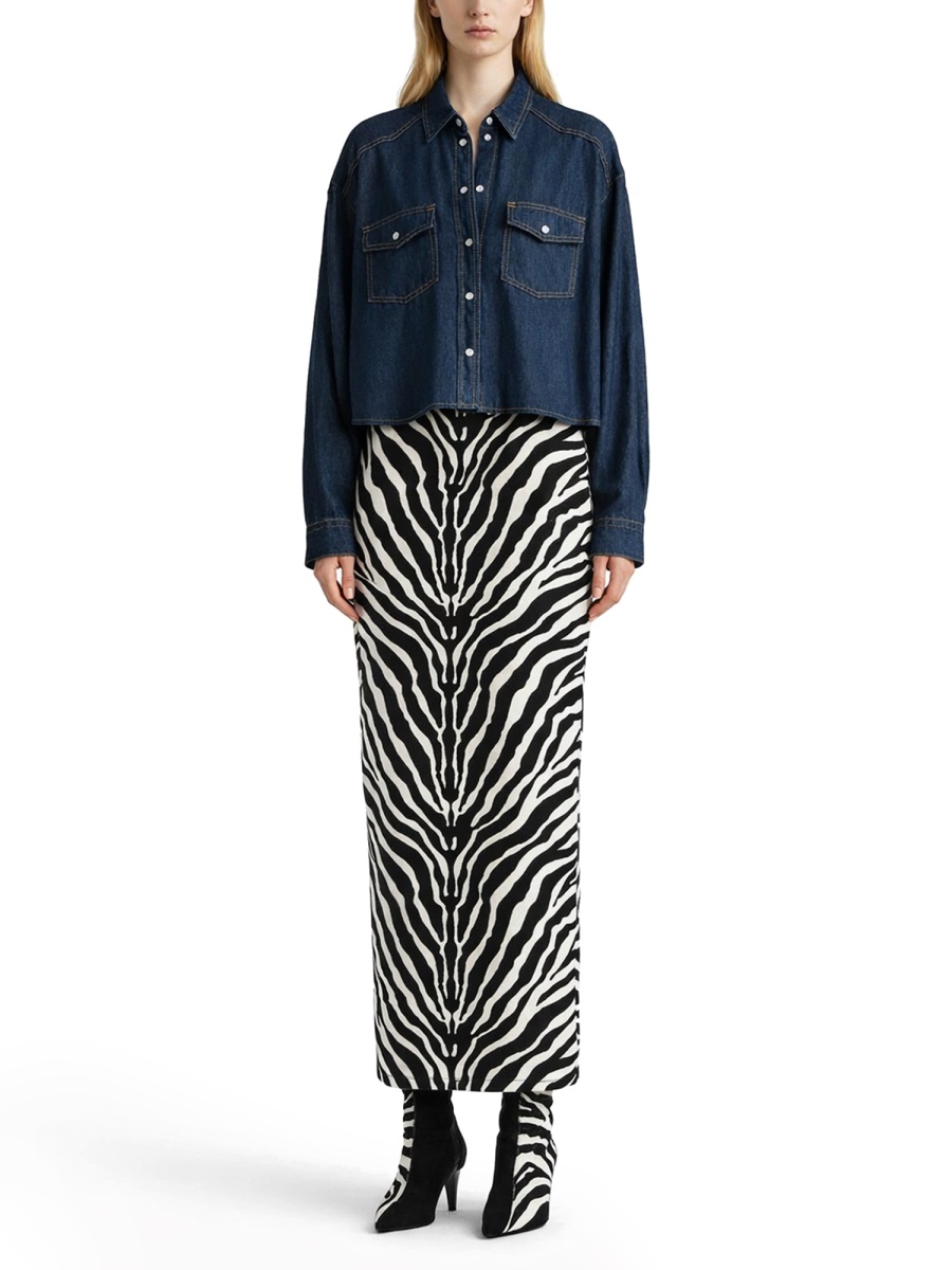 Khaite Neutrals Grenon Cropped Denim Cotton Shirt Zwart