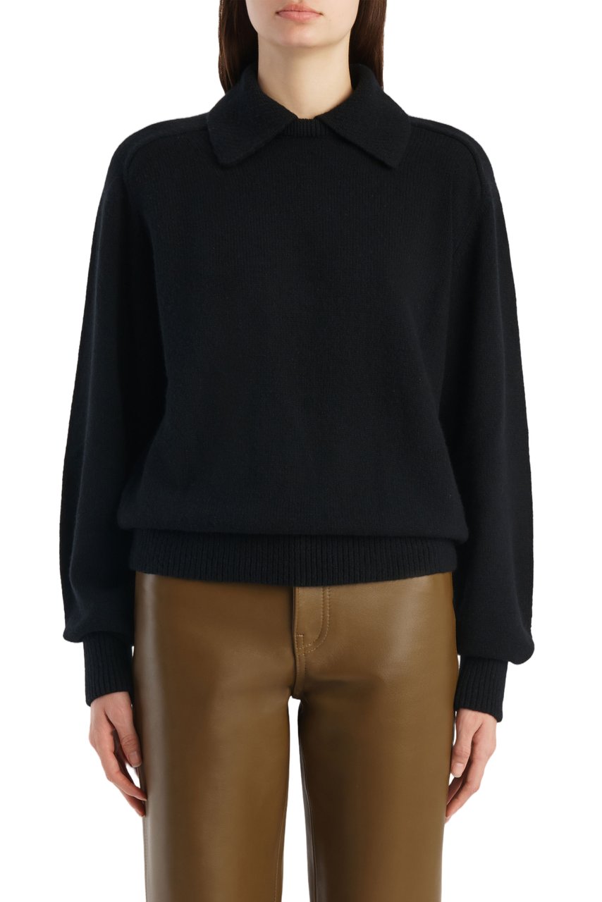 Khaite Black Wool-Blend Jackson Sweater Zwart