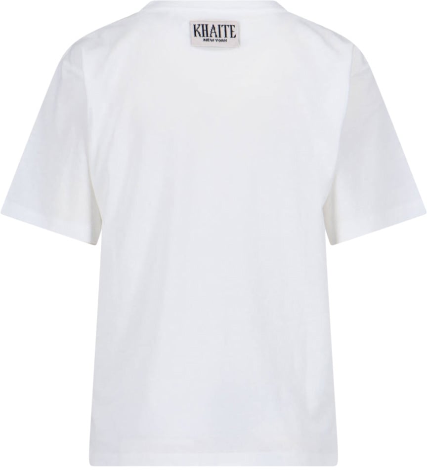 Khaite "Mae" T-Shirt, White Cotton, Crew Neck Wit
