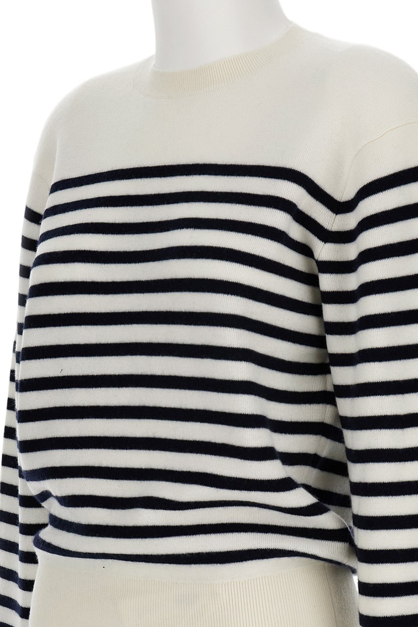 Khaite Striped Crew-Neck Sweater With Voluminous Sleeves Wit