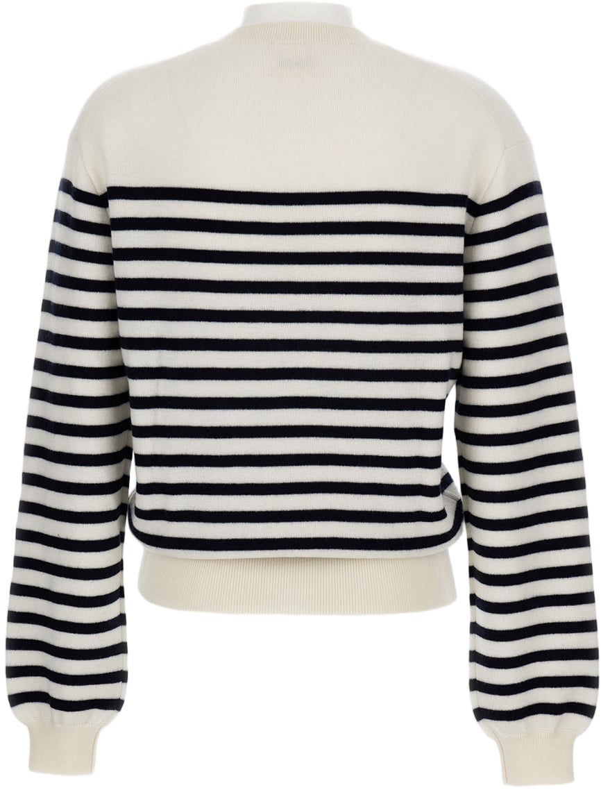Khaite Striped Crew-Neck Sweater With Voluminous Sleeves Wit