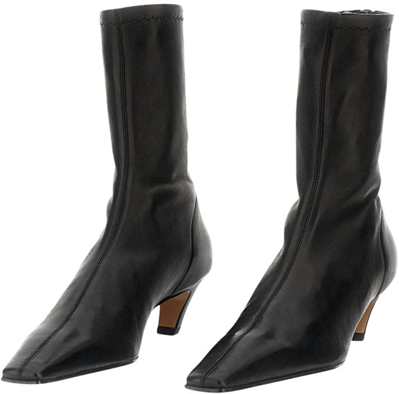 Khaite Mid-Calf Black Boots with Pointed Toe Zwart