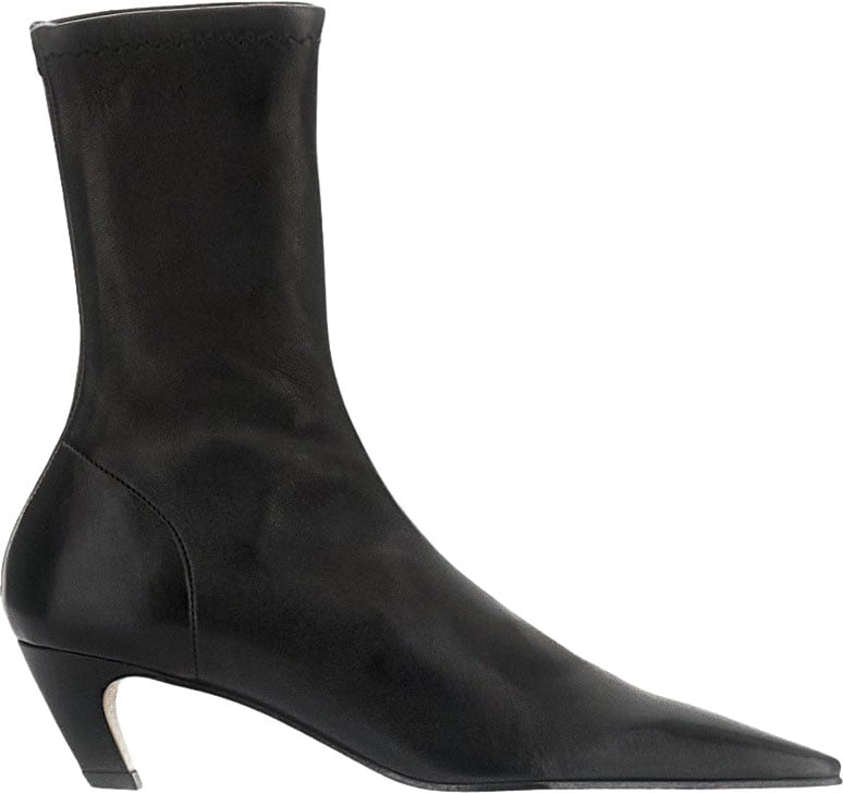 Khaite Mid-Calf Black Boots with Pointed Toe Zwart