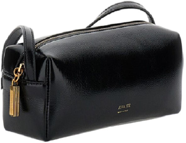 Khaite Rectangular Mini Crossbody Bag in Luminous Calfskin Zwart