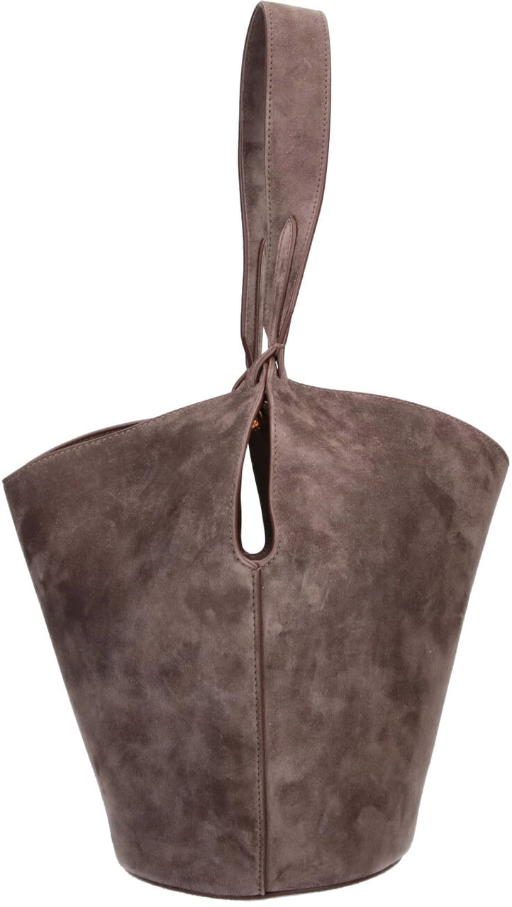 Khaite Taupe Lotus Mini Suede Tote Bruin