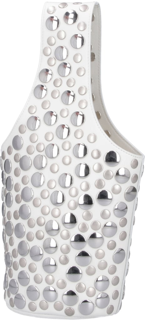 Khaite White Livia Small Studs Leather Tote Wit