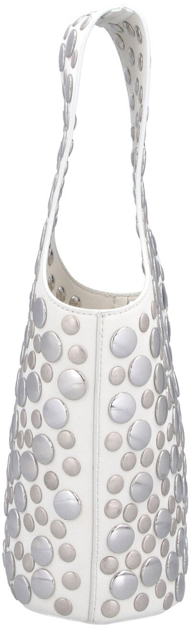 Khaite White Livia Small Studs Leather Tote Wit