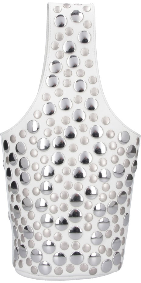 Khaite White Livia Small Studs Leather Tote Wit