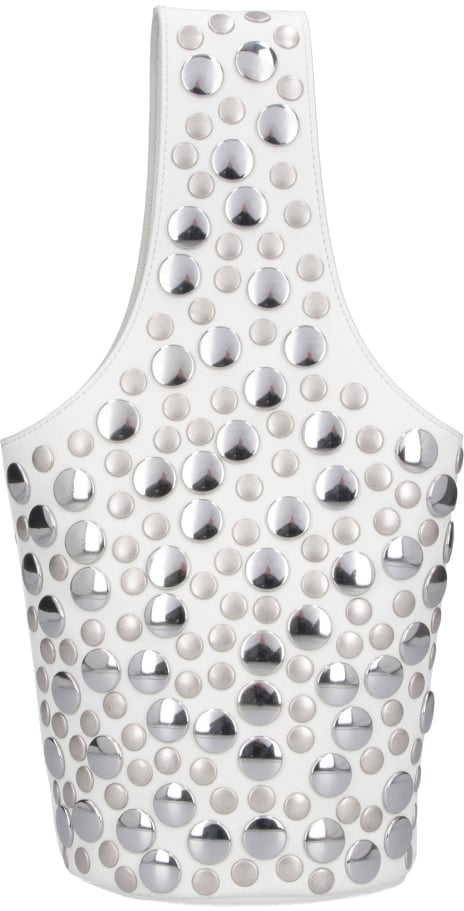 Khaite White Livia Small Studs Leather Tote Wit