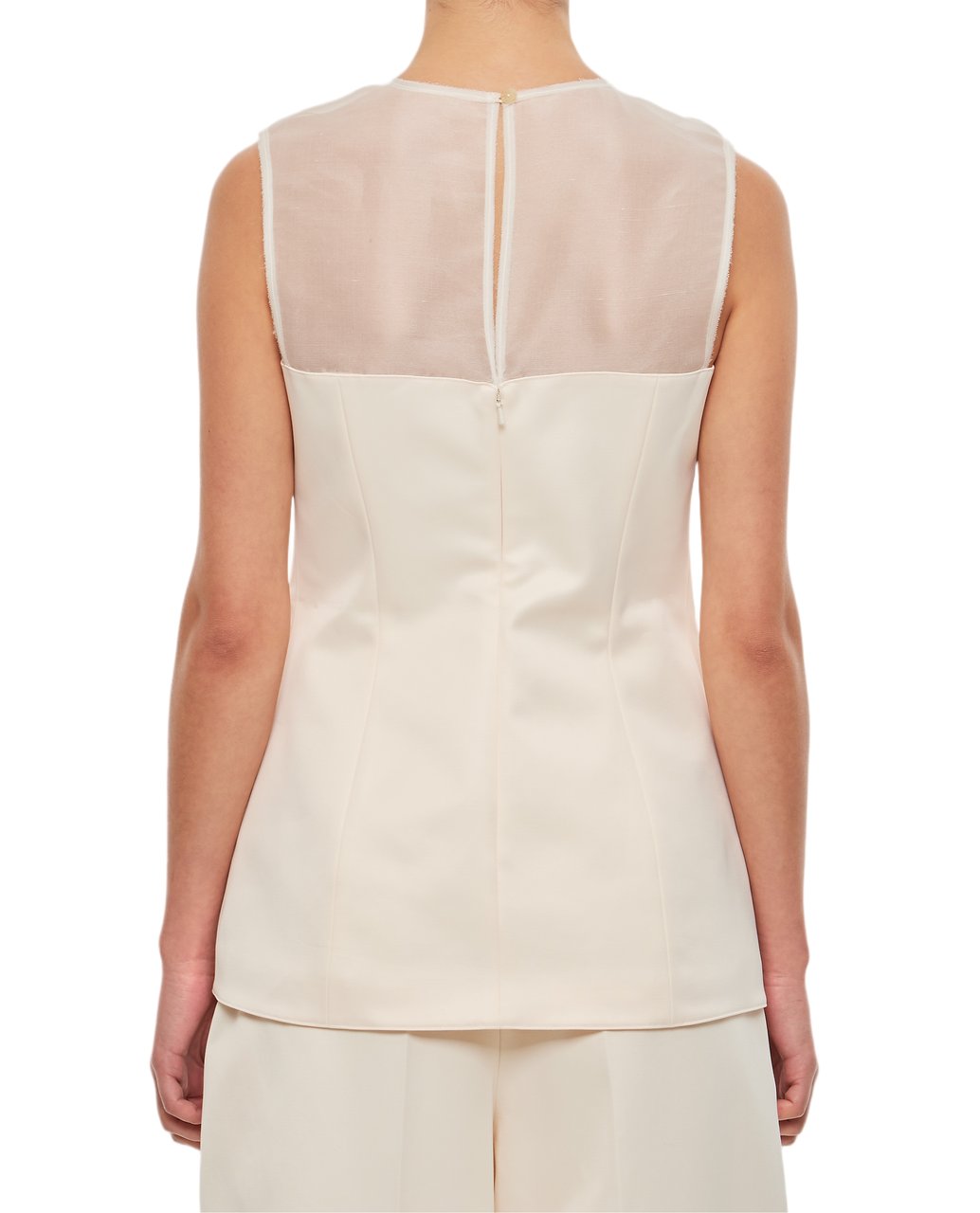 Khaite Sleeveless Top with Sheer Mesh Panel and Zipper Closure Wit