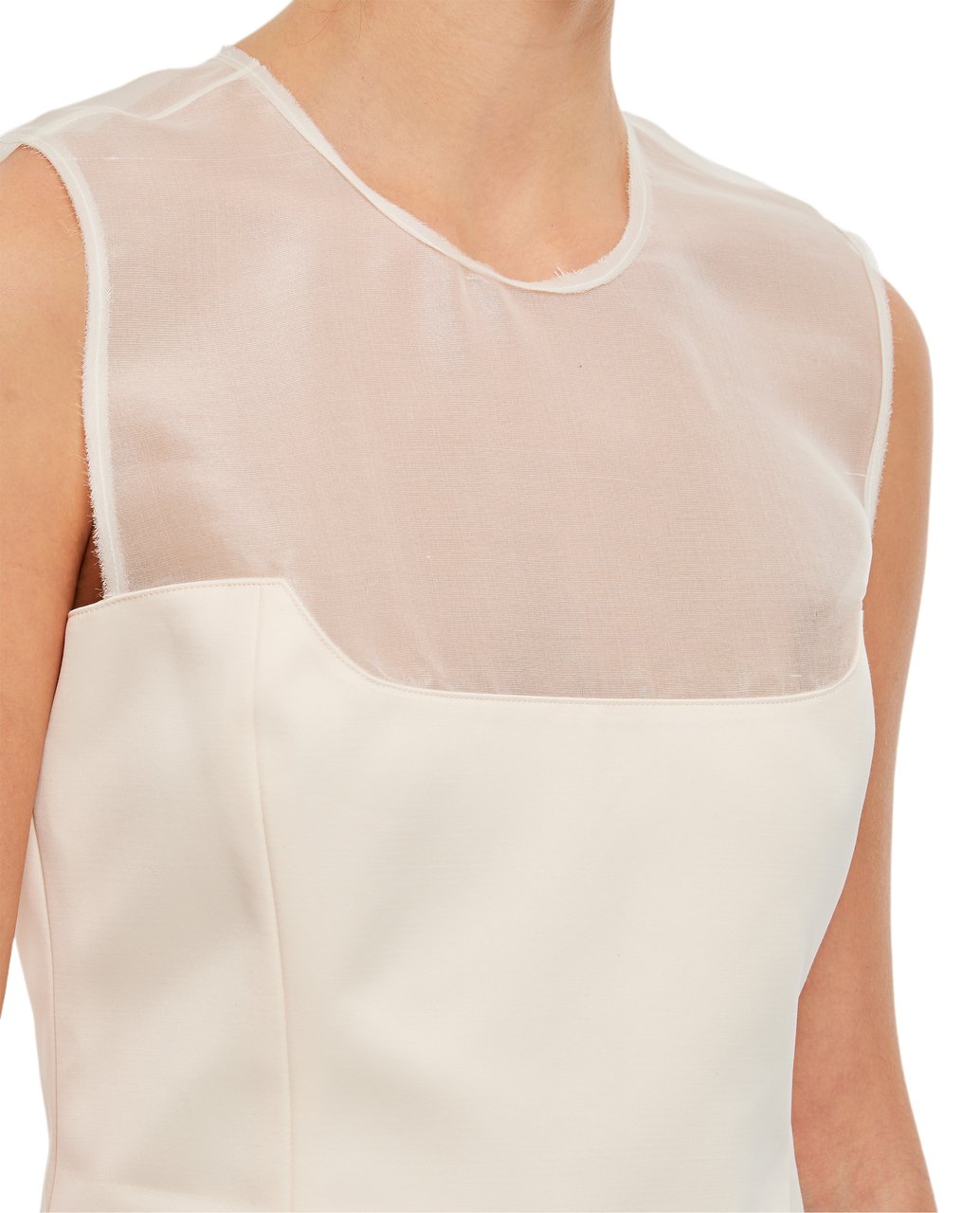 Khaite Sleeveless Top with Sheer Mesh Panel and Zipper Closure Wit