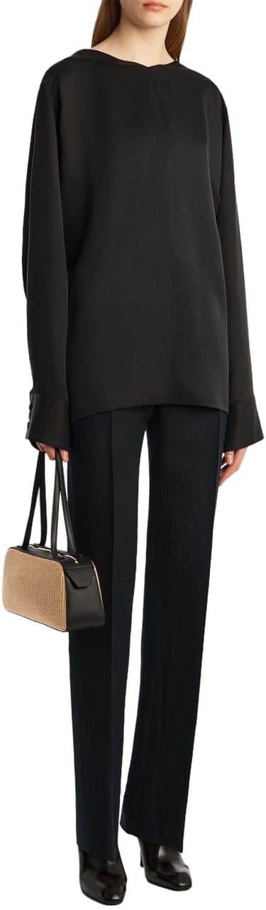 Khaite Long-Sleeved Top With Open Back And Ribbon Ties Zwart