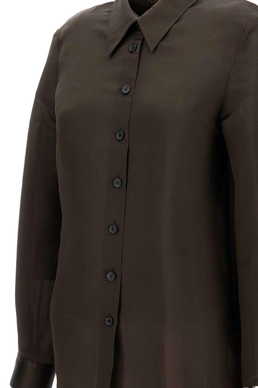 Khaite Straight-Cut Oversized Shirt With Tone-On-Tone Button Closure Bruin