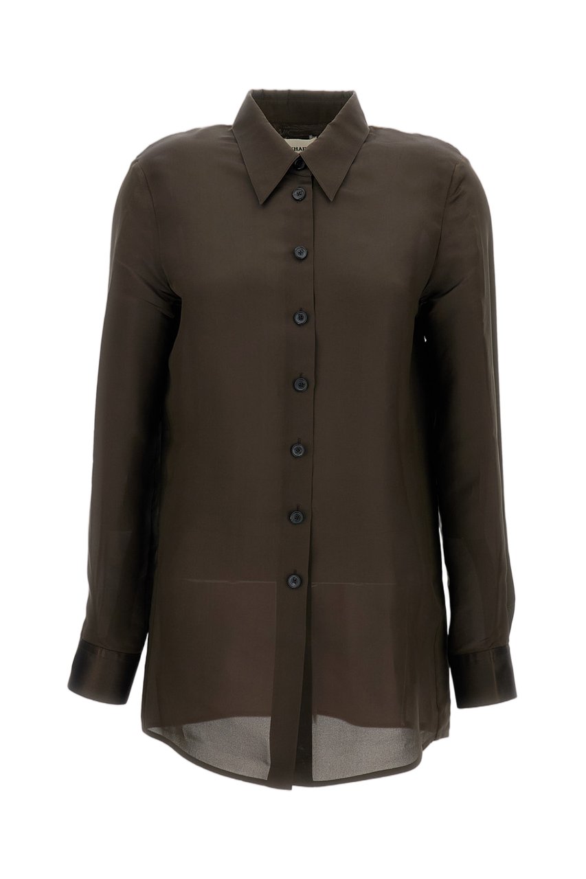 Khaite Straight-Cut Oversized Shirt With Tone-On-Tone Button Closure Bruin