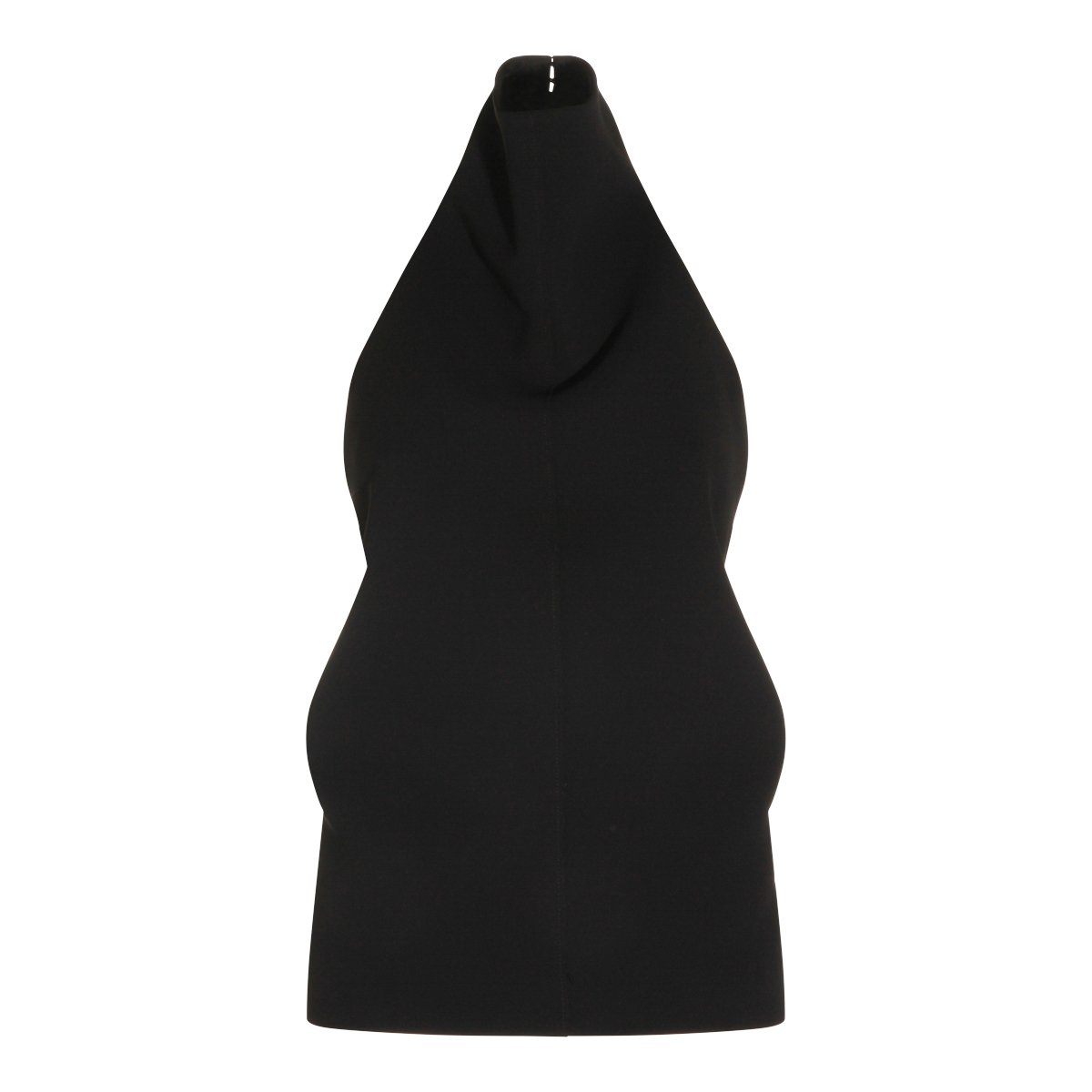 Khaite Sleek Black Top with High Collar and Open Back Detail Zwart