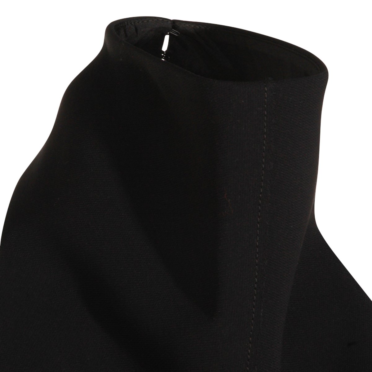 Khaite Sleek Black Top with High Collar and Open Back Detail Zwart