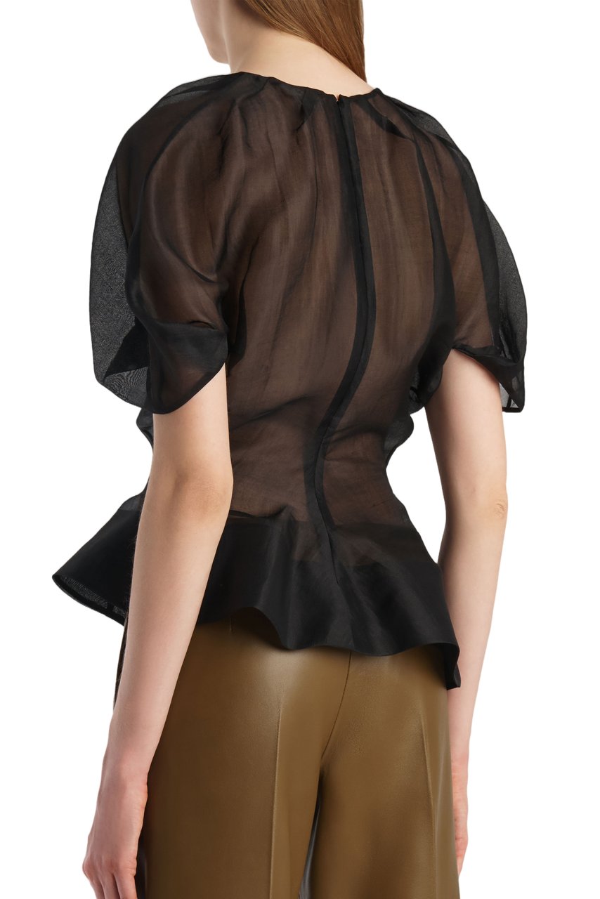 Khaite Rumi Draped Silk Organza Top Zwart