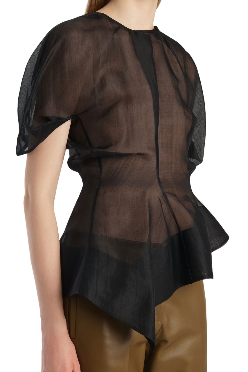 Khaite Rumi Draped Silk Organza Top Zwart
