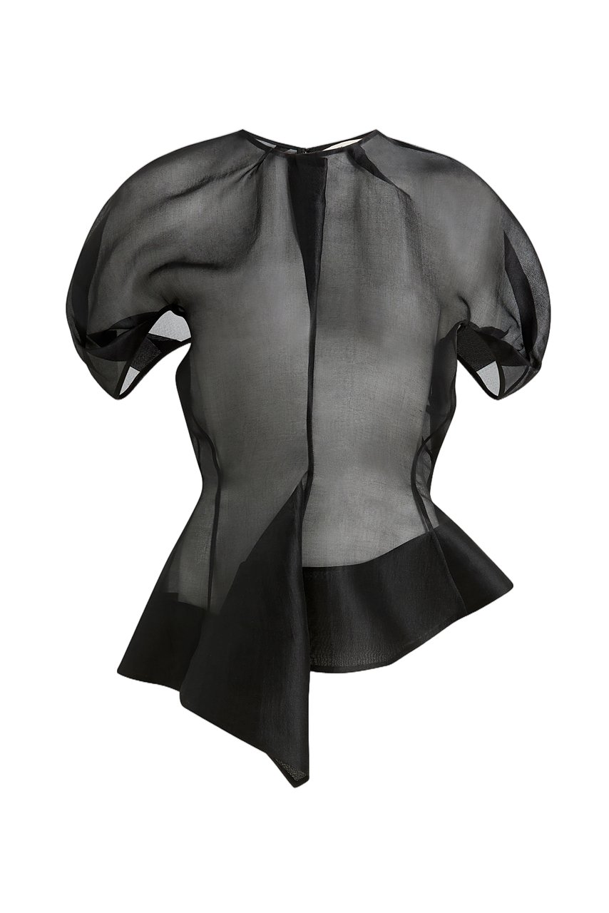 Khaite Rumi Draped Silk Organza Top Zwart