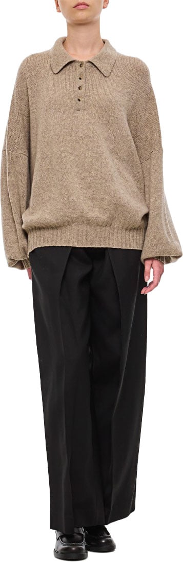 Khaite Straight Leg Pants With Pleat Detailing And Exposed Zipper Zwart