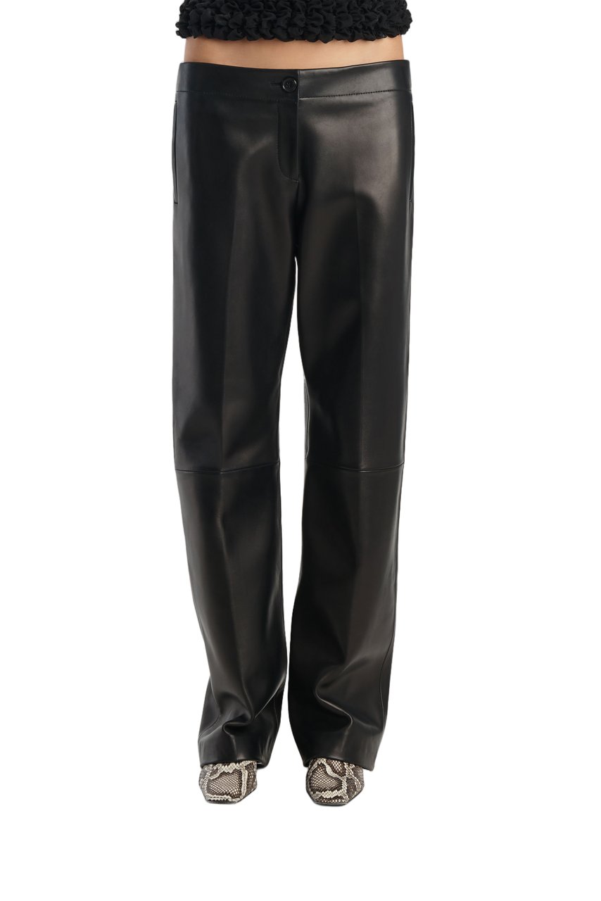 Khaite Mita Low-Rise Plongé Leather Pants Zwart