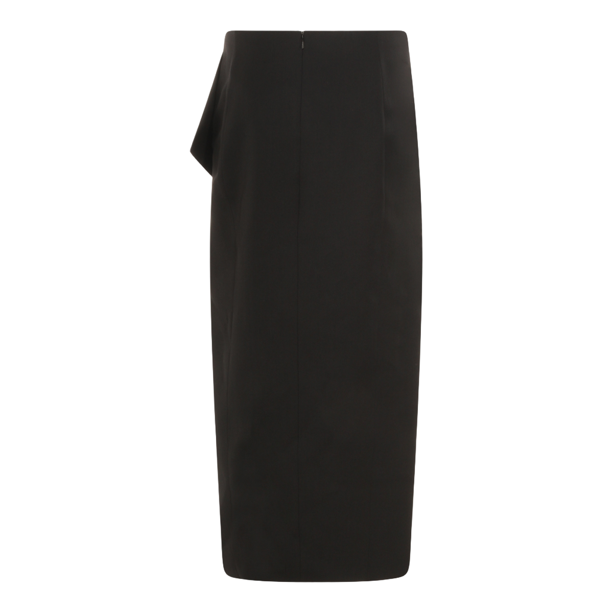 Khaite Asymmetrical Black Midi Skirt with Draped Detail Zwart