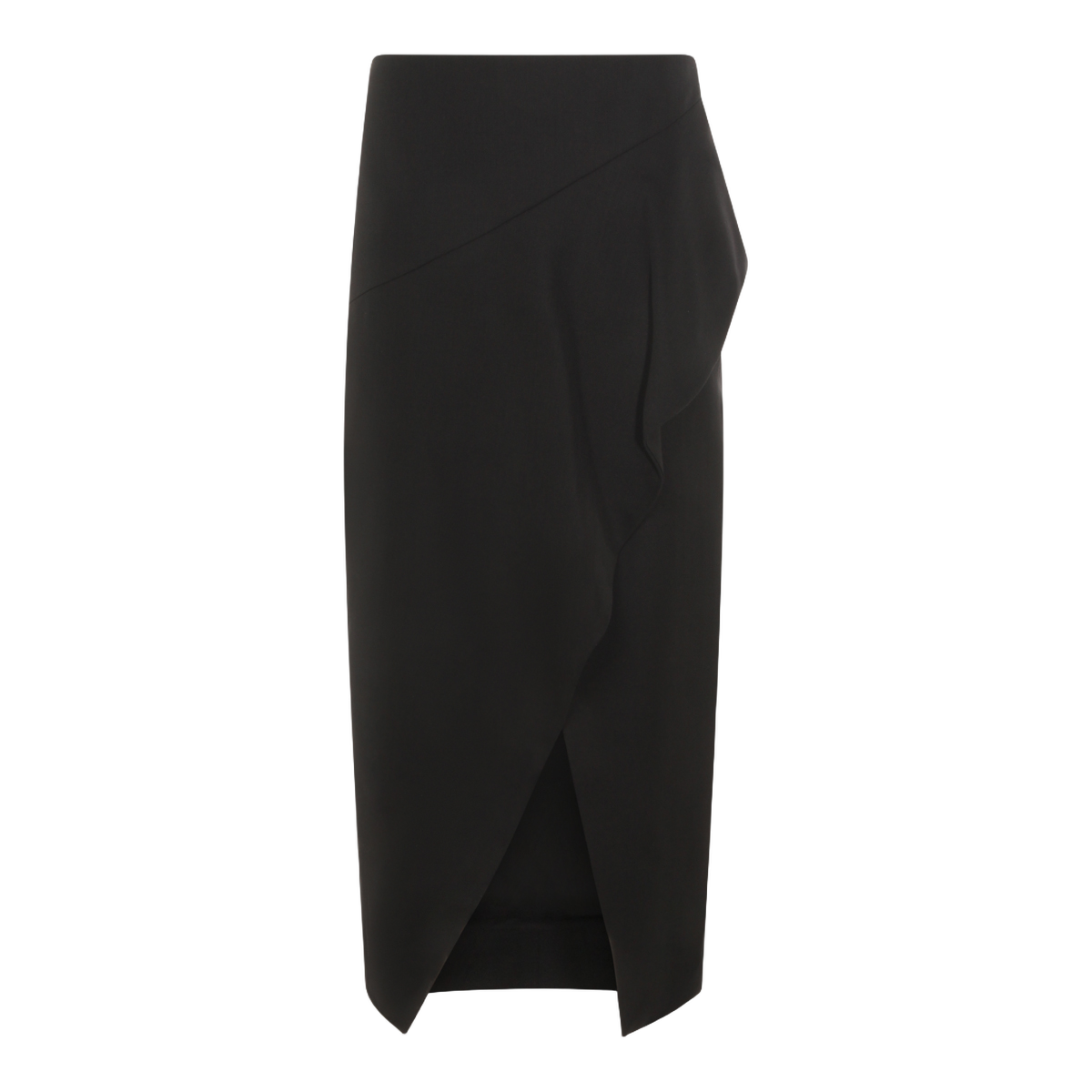 Khaite Asymmetrical Black Midi Skirt with Draped Detail Zwart