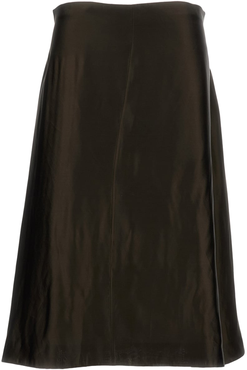Khaite Flared Mini Skirt With Invisible Zip Closure Bruin
