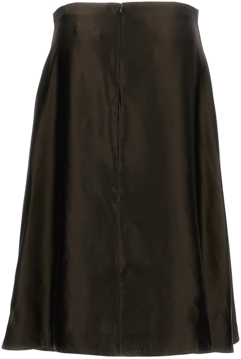 Khaite Flared Mini Skirt With Invisible Zip Closure Bruin