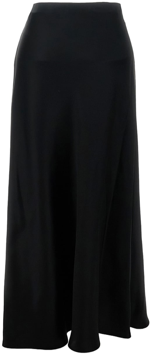 Khaite Flared Black Maxi Skirt with Invisible Zip Closure Zwart