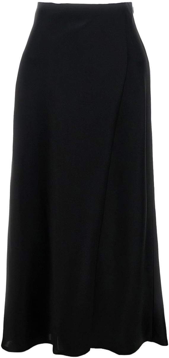Khaite Flared Black Maxi Skirt with Invisible Zip Closure Zwart
