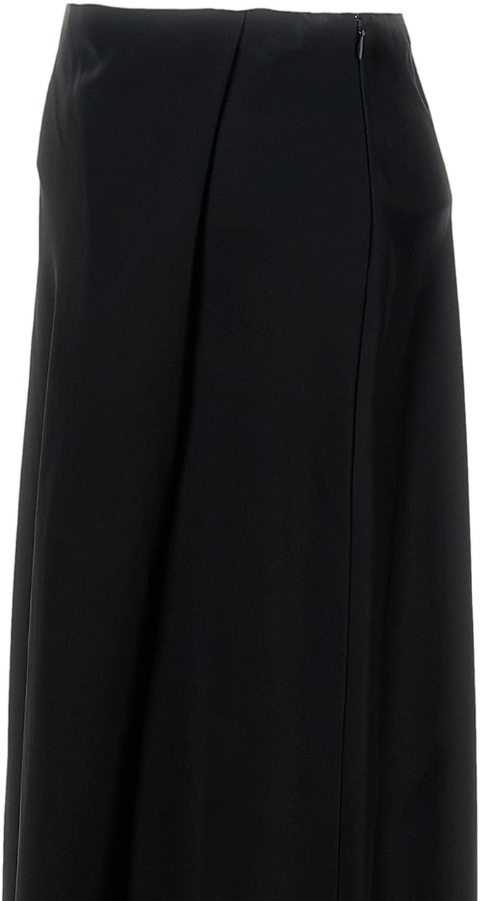 Khaite Flared Black Maxi Skirt with Invisible Zip Closure Zwart
