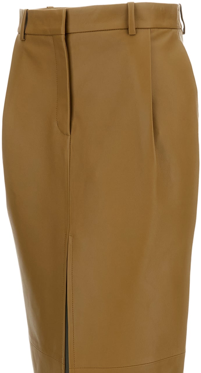 Khaite Anden Leather Skirt Bruin