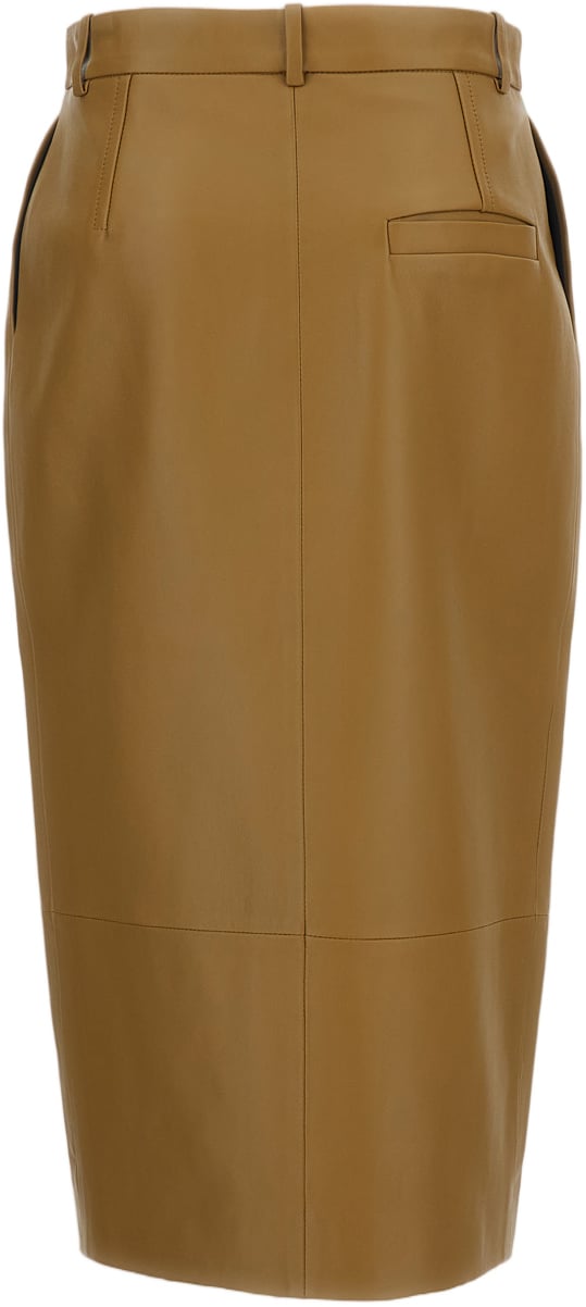 Khaite Anden Leather Skirt Bruin
