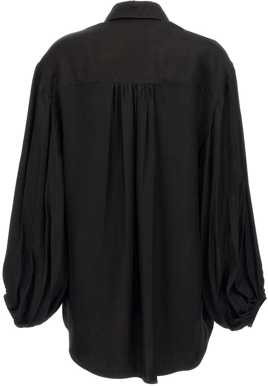 Khaite Black Cupro Blouse Zwart