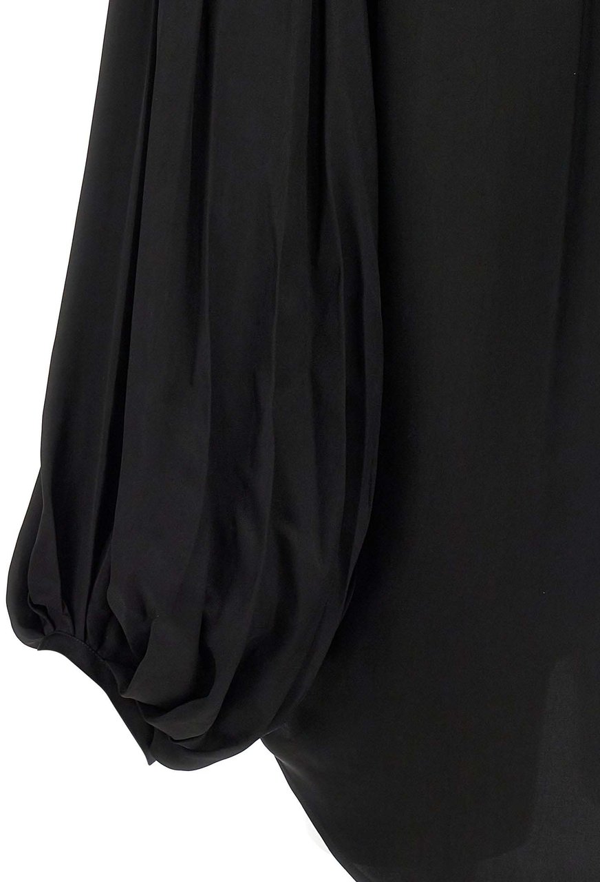 Khaite Black Cupro Blouse Zwart