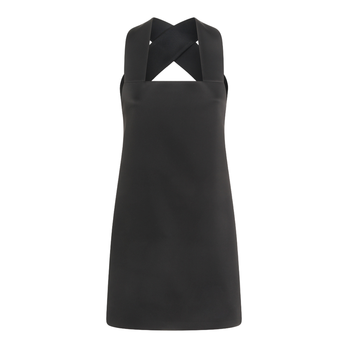 Khaite Mini Black Dress with Cross-Back Detail Zwart