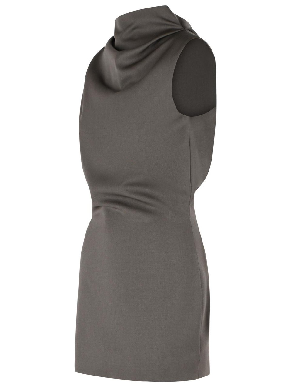 Khaite 'Astor' Mini Dress In Brown Virgin Wool Grijs