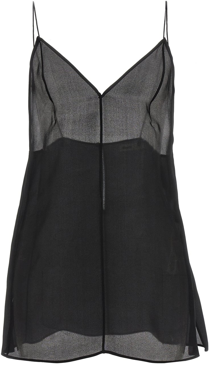 Khaite Black Silk Tank Tops Zwart
