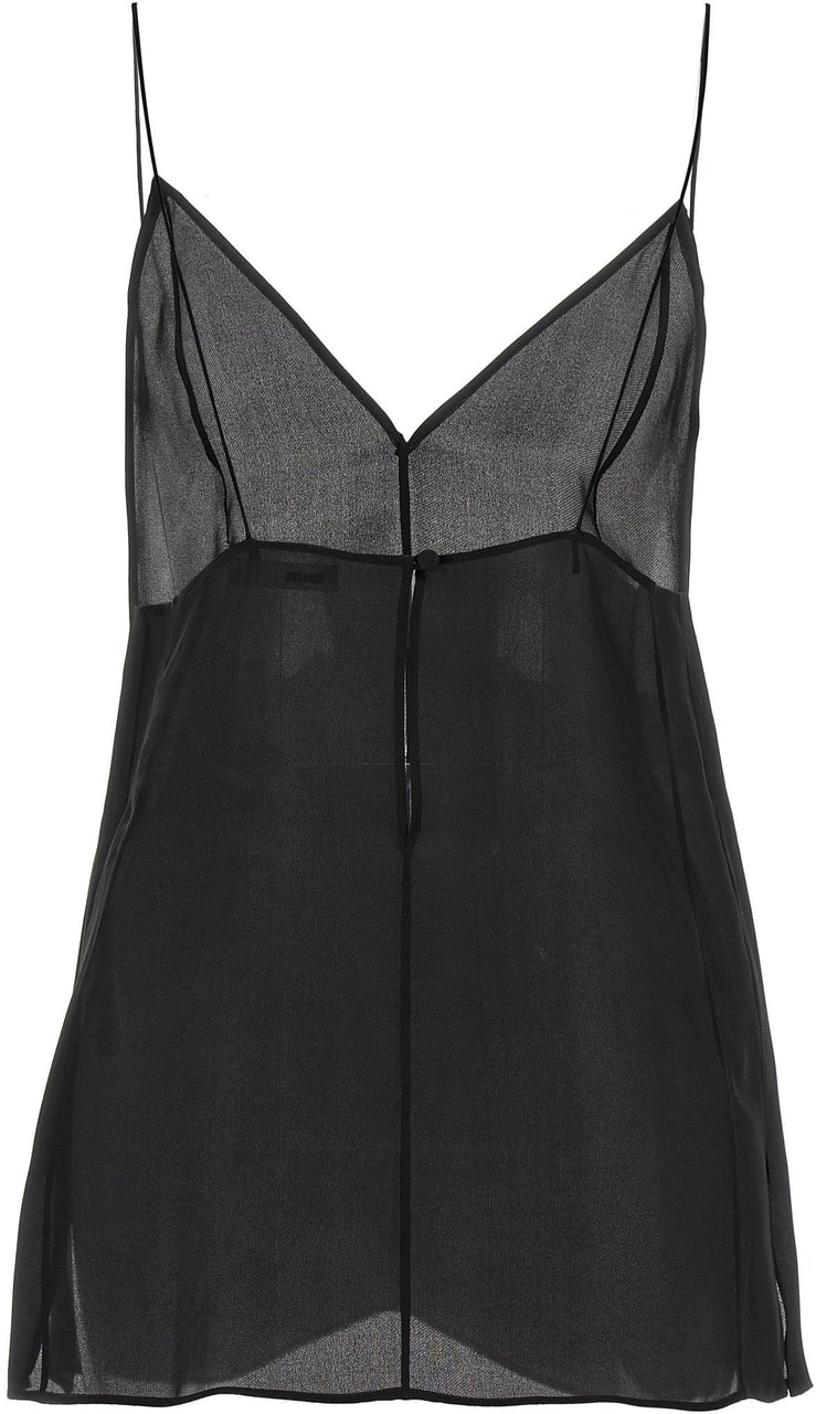 Khaite Black Silk Tank Tops Zwart