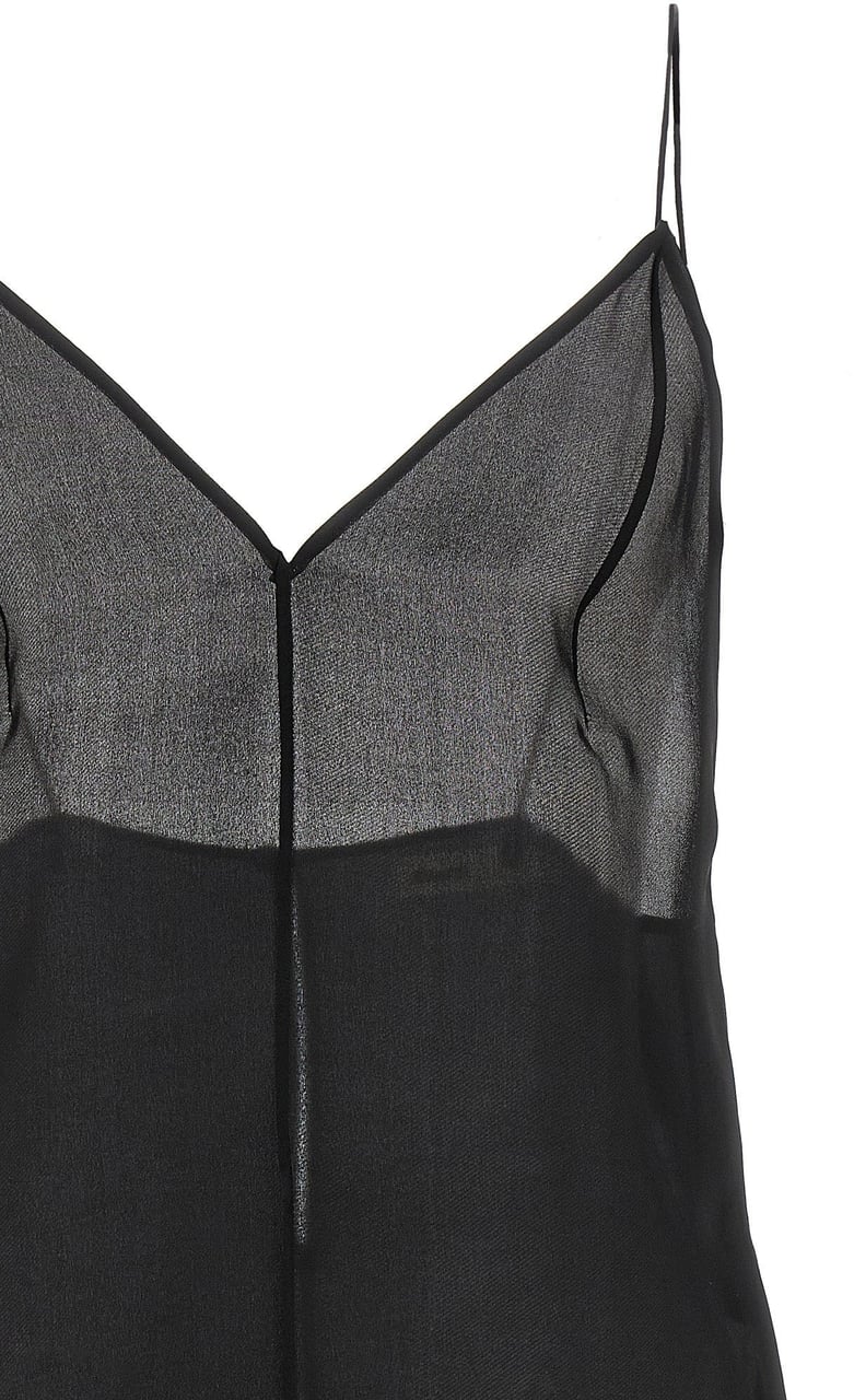 Khaite Black Silk Tank Tops Zwart