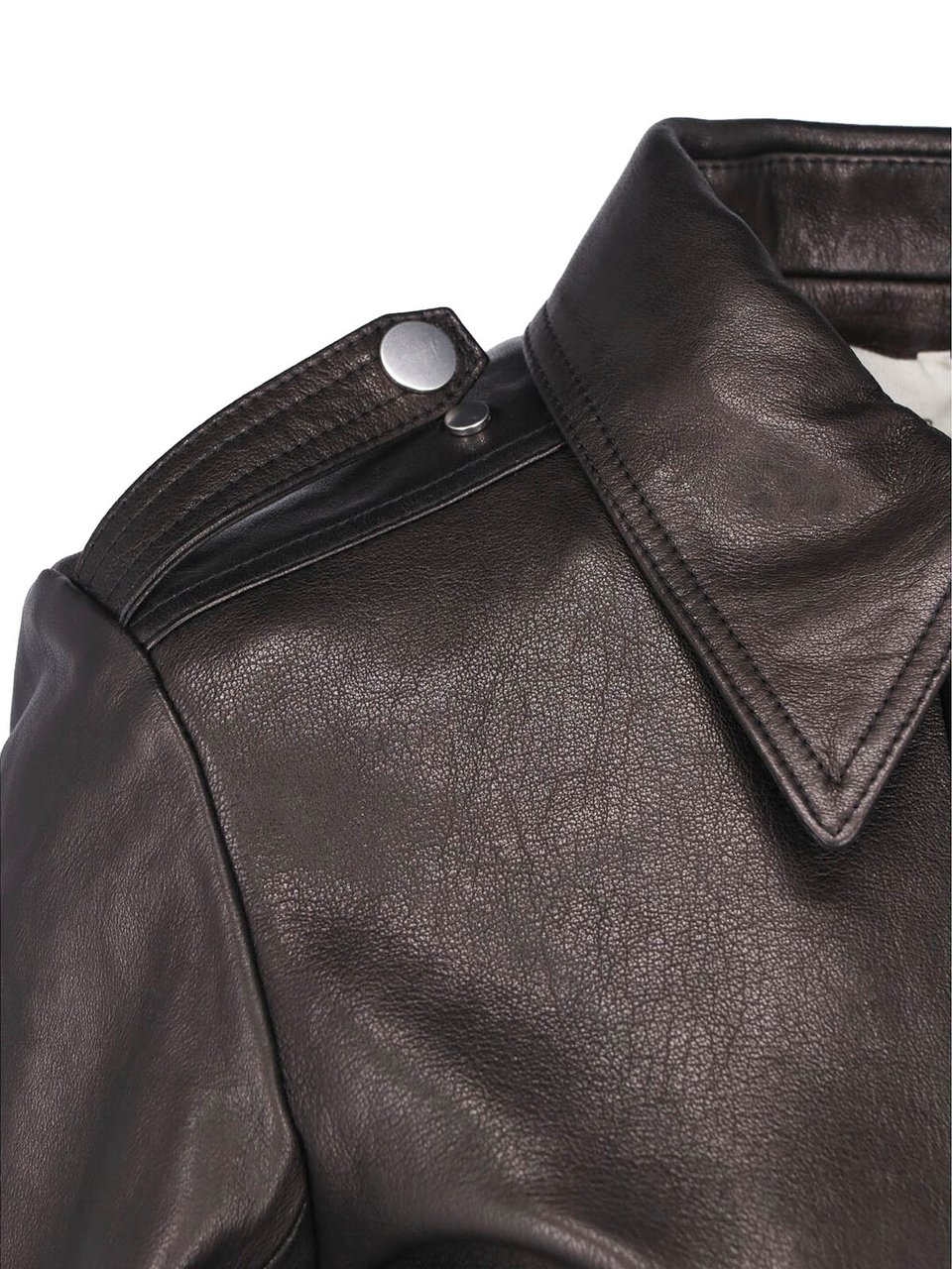 Khaite Cropped Lamb Nappa Leather Jacket with Pointed Collar Zwart