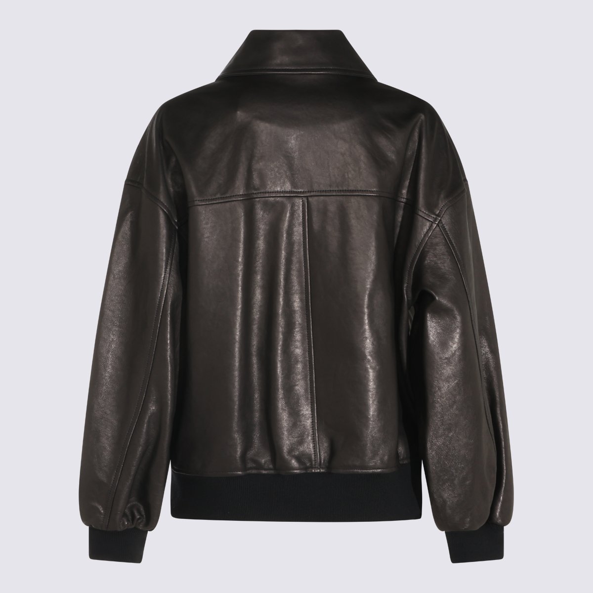 Khaite Smooth Leather Jacket with Pointed Collar Zwart