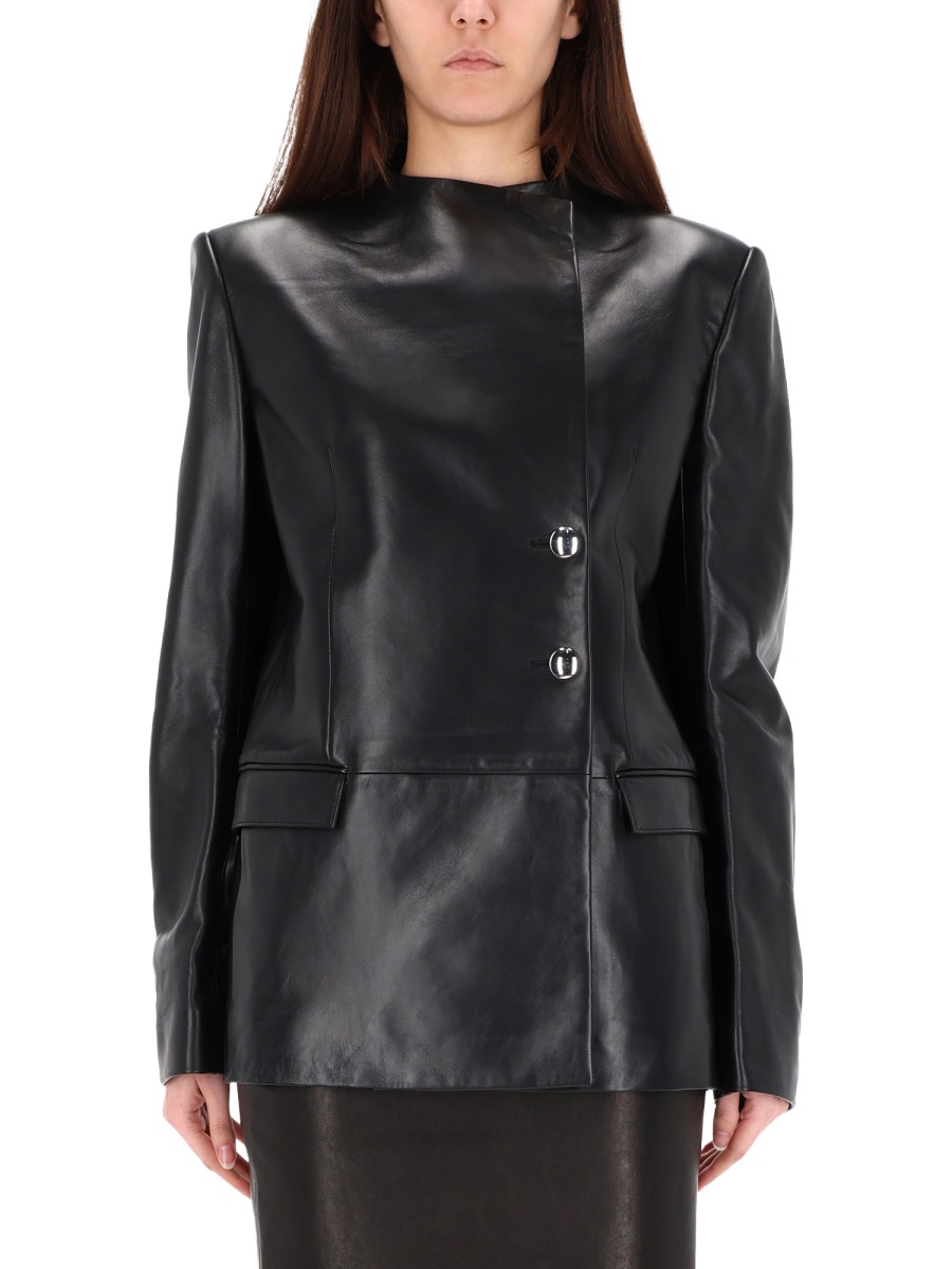 Khaite Elona Lamb Leather Jacket Zwart