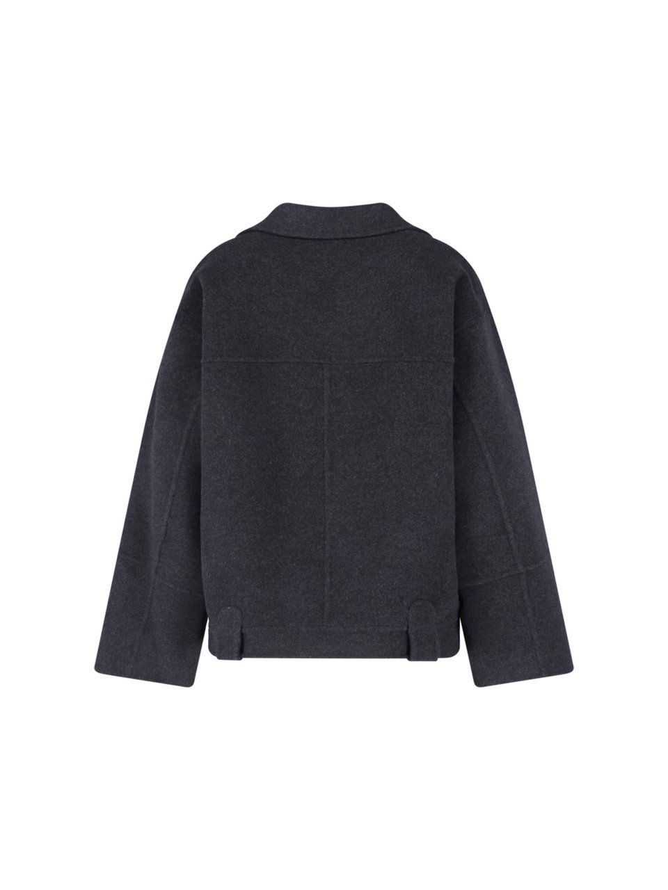 Khaite Textured Grey Wool Jacket with Classic Lapel and Belted Waist Grijs