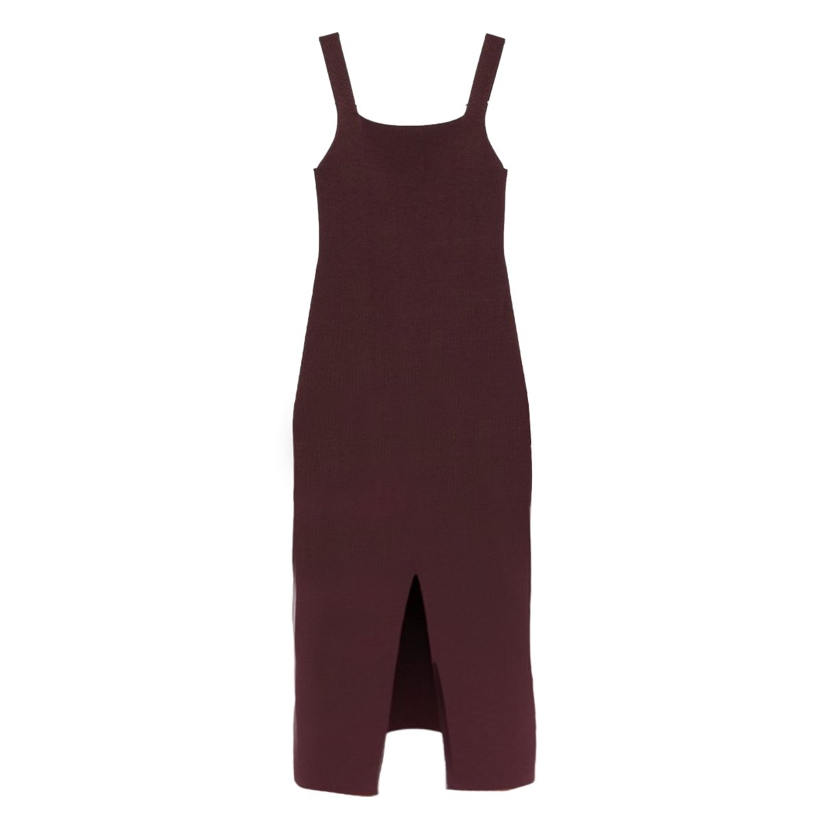 Khaite Square Neckline Full-Length Brown Dress Maroon