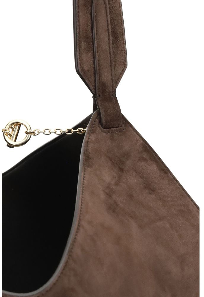 Khaite Khaite Brown Calf Leather Bos Taurus Shoulder Bag Bruin