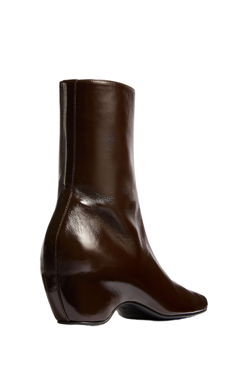 Khaite Chlorofiber Ankle Boots with Contoured Heel and Pointed Toe Bruin