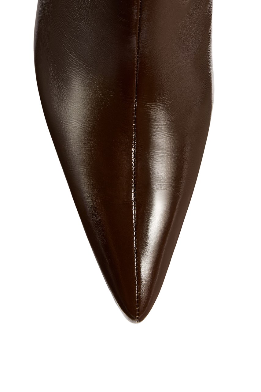 Khaite Chlorofiber Ankle Boots with Contoured Heel and Pointed Toe Bruin