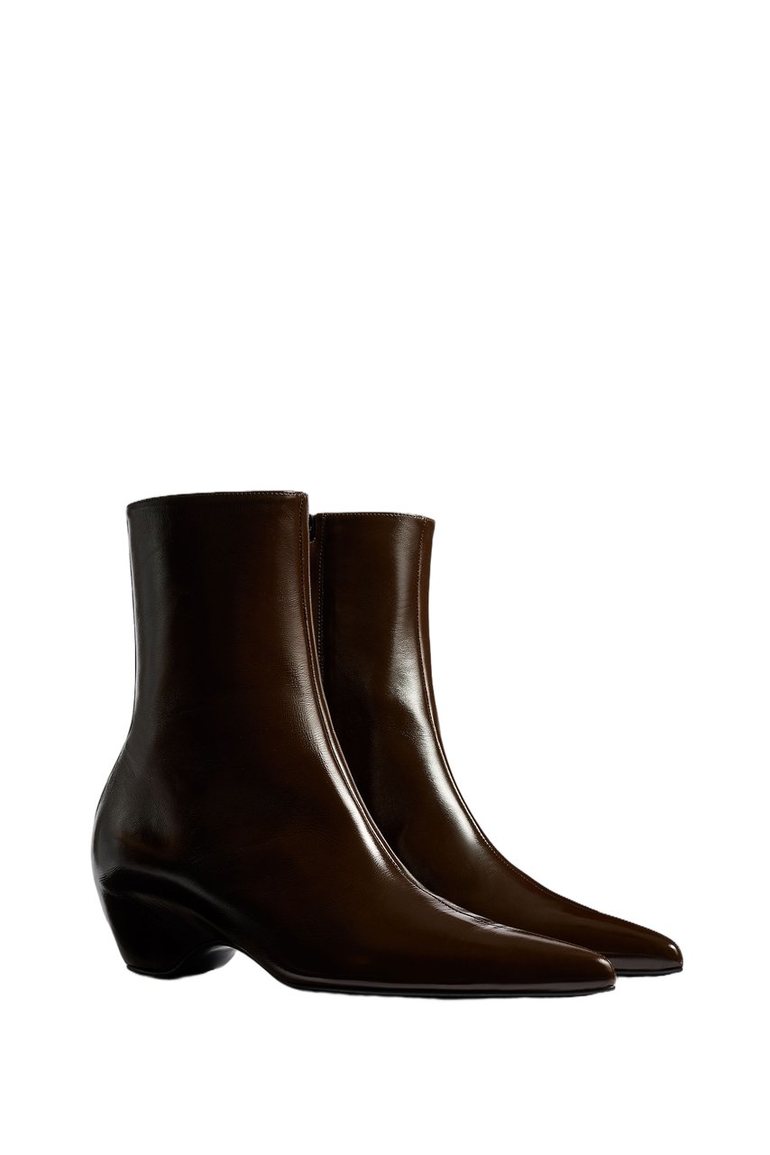 Khaite Chlorofiber Ankle Boots with Contoured Heel and Pointed Toe Bruin